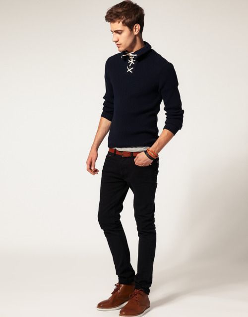 How to Wear a Navy Henley Sweater (9 looks) | Men's Fashion