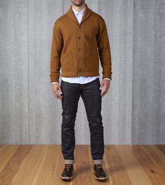 Brown Cardigan Outfits For Men: 