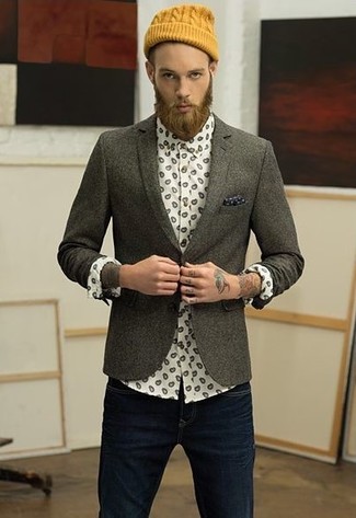 White Paisley Dress Shirt Outfits For Men: 