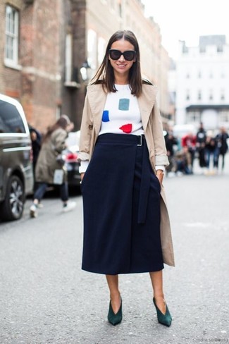 Navy Midi Skirt Outfits: 