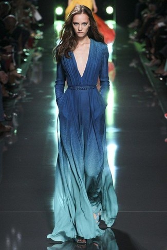 Blue Ombre Evening Dress Outfits: Choose a blue ombre evening dress - this look will surely make a sartorial statement.
