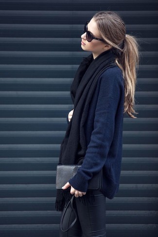Black Solid Winter Scarf Pp001