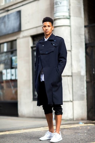 Trench Coat With Contrast Collar And Cuff