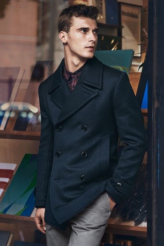 Double Breasted Wool And Cashmere Blend Peacoat
