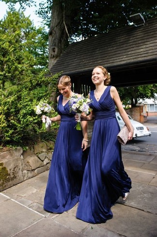 Blue Pleated Evening Dress Outfits: Rock a blue pleated evening dress - this look is bound to make an entrance.