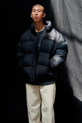 Navy Puffer Jacket Outfits For Men (119 