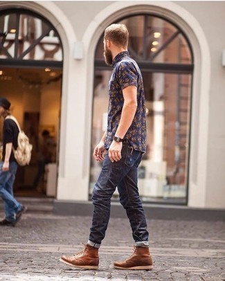 Homme Short Sleeve Shirt With Floral Back Print
