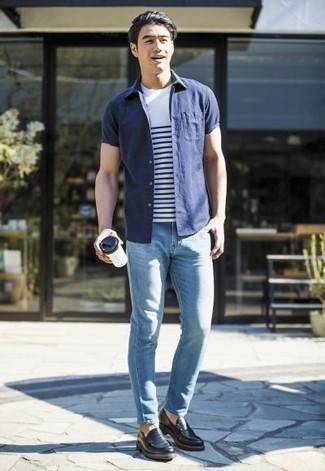Light Blue Jeans With Loafers Casual Summer Outfits For Men In Their s 4 Ideas Outfits Lookastic