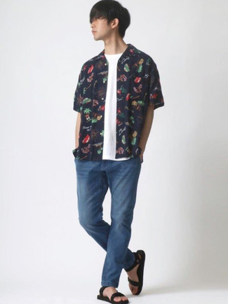 Short Sleeve Shirt In Authentic Navy Floral