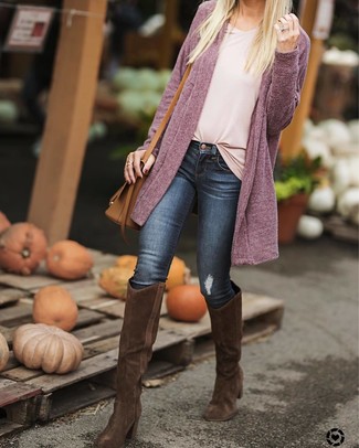 Purple Cardigan Outfits For Women: 