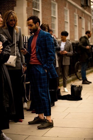 Suit Jacket In Windowpane Italian Wool Flannel