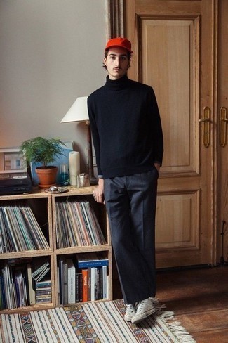 Ps By Sweater With Roll Neck In Merino With Contrast Tipping Navy