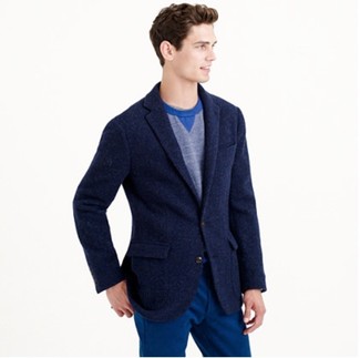 Rugger Blue Slim Fit Wool Hopsack Suit Jacket