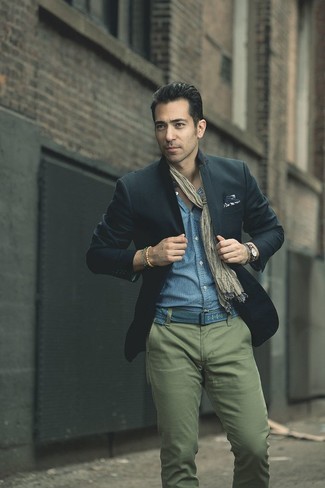 Olive Scarf Outfits For Men: 