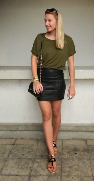 Gaia Layered Leather Mini Skirt