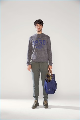 Navy Canvas Tote Bag Relaxed Outfits For Men: 