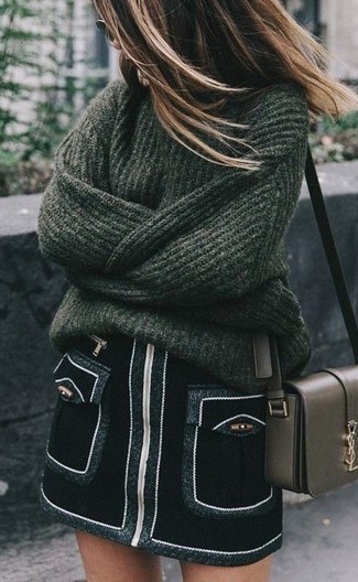 Olive Knit Oversized Sweater Outfits: 