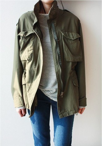 Military Inspired Jacket Green M