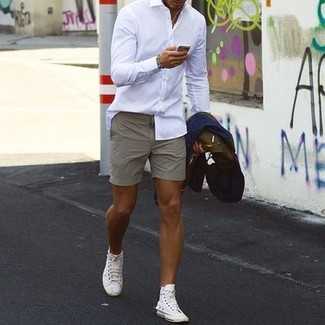White High Top Sneakers with Shorts Outfits For Men (121 ideas & outfits) |  Lookastic