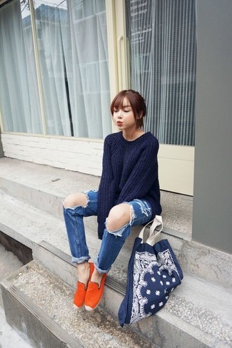 Navy Canvas Tote Bag Outfits: 