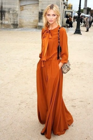 casual orange maxi dress