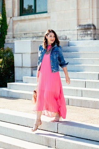 Pink Chiffon Maxi Dress Outfits: 
