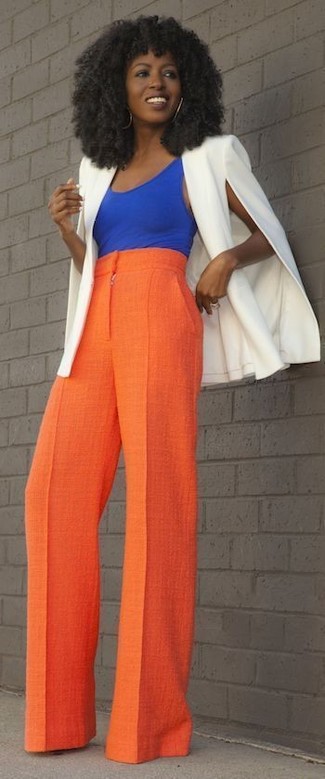 Orange Wide Leg Pants Outfits: 