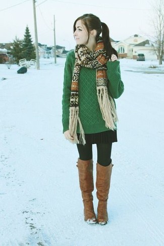 Green Cable Sweater Outfits For Women: 