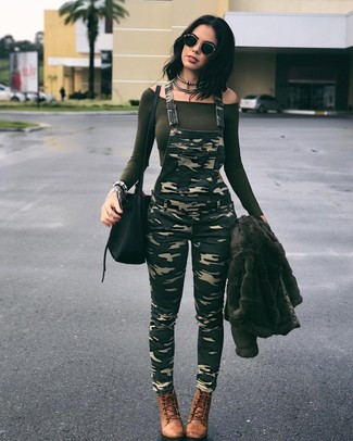 Olive Camouflage Overalls Outfits: 