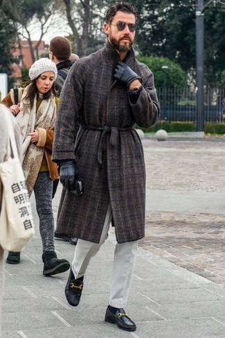 Brown Check Solid Coat