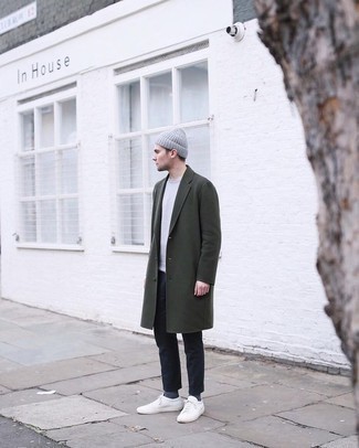 Tall Single Breasted Trench Coat In Cord In Bottle Green