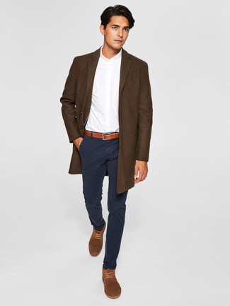 Brown Wool Serge Double Breasted Coat