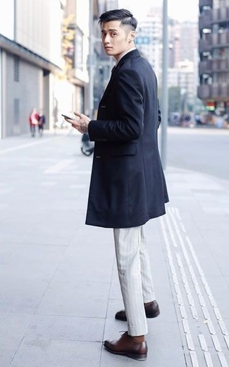 Grey Striped 3 Button Vested Suit