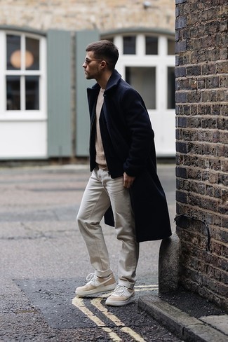 Beige Sneakers with Pants Smart Casual Cold Weather Outfits For Men In  Their 20s (24 ideas & outfits) | Lookastic