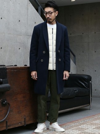 Wool Blend Topcoat With Inset Knit Bib