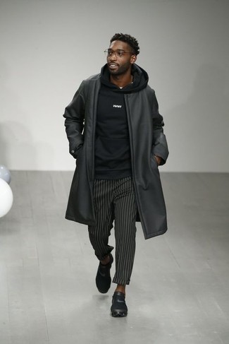 Black Leather Lapel Coat