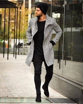 Black And White Fancy Tweed Coat