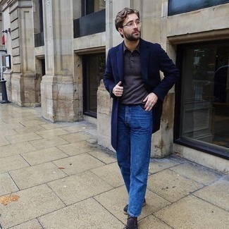 Charcoal Polo Outfits For Men: A charcoal polo and blue jeans are among the crucial pieces in any modern man's versatile off-duty sartorial collection. A pair of charcoal suede desert boots will put a different spin on an otherwise mostly dressed-down getup.