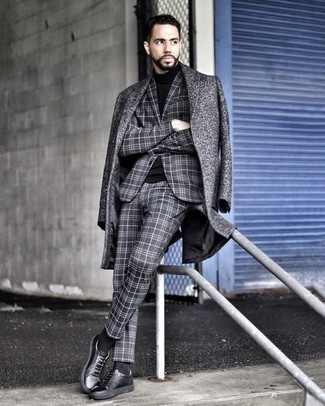 Black Turtleneck with Grey Plaid Suit Outfits (11 ideas & outfits)