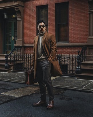 500+ Winter Outfits For Men: We're loving the way this combo of a brown overcoat and a charcoal suit instantly makes you look dapper and sophisticated. Bring a more relaxed aesthetic to by sporting dark brown leather brogue boots. In the winter season, when warmth is prized, it can be easy to surrender to a less-than-stylish outfit in the name of practicality. However, this outfit is a striking example that you can actually stay comfy and remain equally stylish during the winter season.