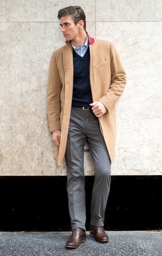 Cashmere Mix Overcoat In Camel
