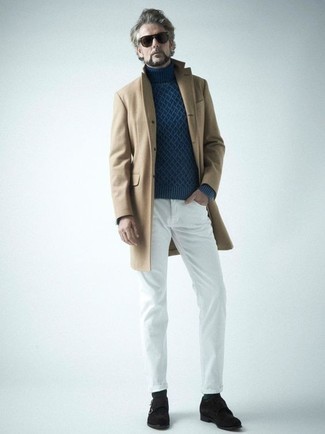 Slim Fit Space Dye Merino Wool Blend Turtleneck Sweater