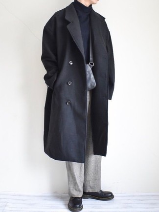 Black Wool Raglan Coat