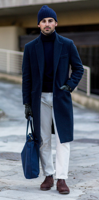navy turtleneck outfit