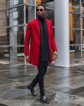 Black Turtleneck with Red Coat Outfits For Men (12 ideas & outfits)