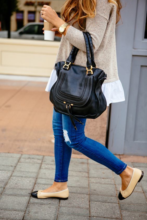 Black flats 2024 with jeans