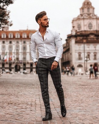 White Long Sleeve Shirt with Oxford Shoes Outfits: 
