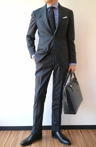 Black Leather Tote Bag Outfits For Men After 50: 