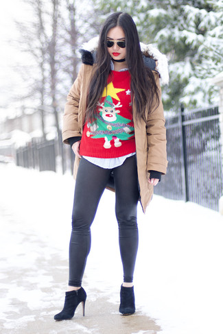 Red Sweater with Leggings Outfits (21 ideas & outfits)