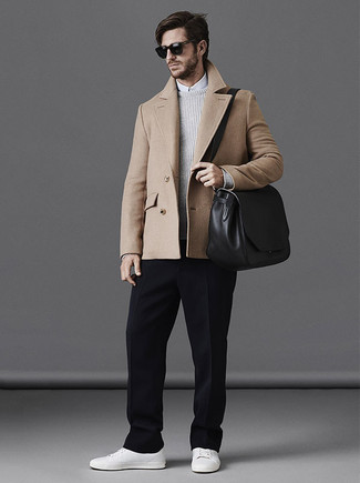 Wool Mix Peacoat In Camel